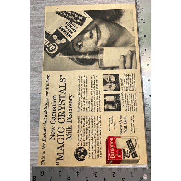 Carnation Instant Nonfat Dry Milk Vintage Print Ad 1956 Magic Crystals - Picture 2 of 6